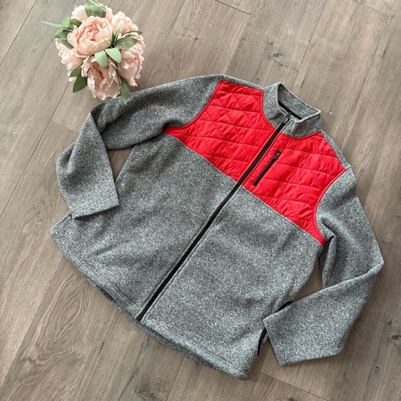 ZYIA Active Red Quilted Ash Grey Cabin Jacket - Picture 2 of 5